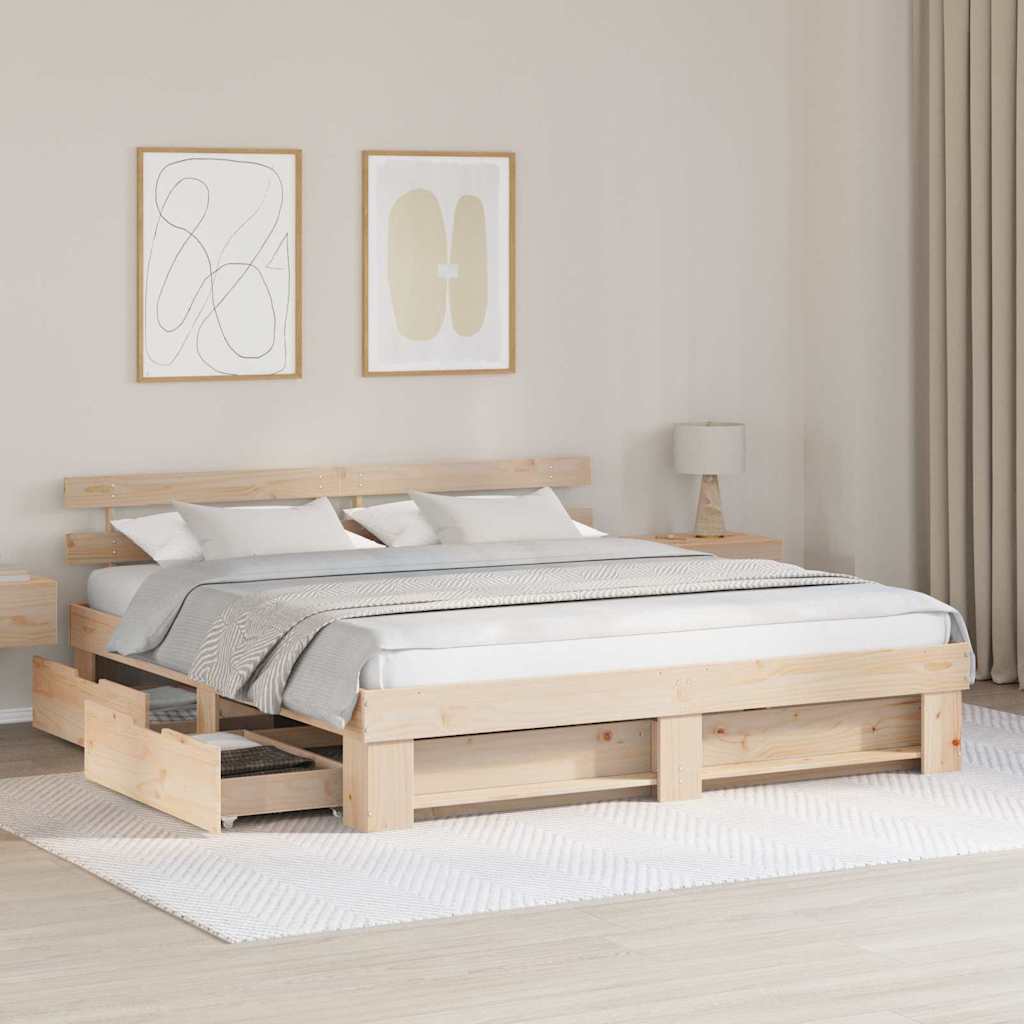 vidaXL Σκελετός Κρεβατιού Καφέ 180 x 200 cm Στερεά ξυλεία πεύκου