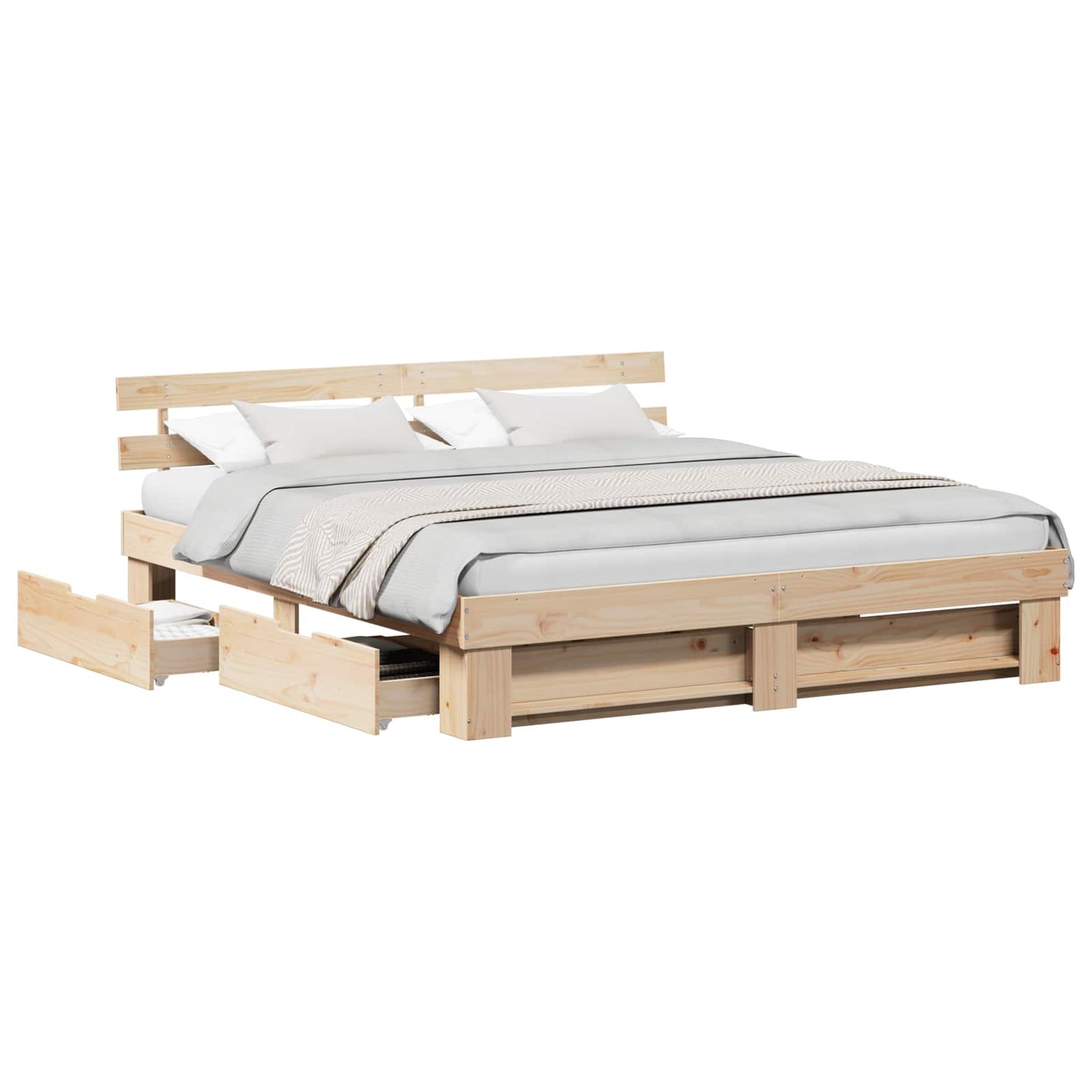 vidaXL Σκελετός Κρεβατιού Καφέ 180 x 200 cm Στερεά ξυλεία πεύκου