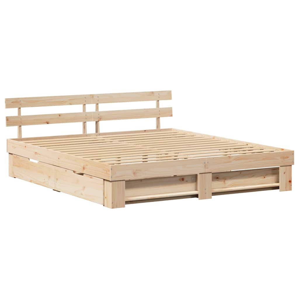 vidaXL Σκελετός Κρεβατιού Καφέ 180 x 200 cm Στερεά ξυλεία πεύκου