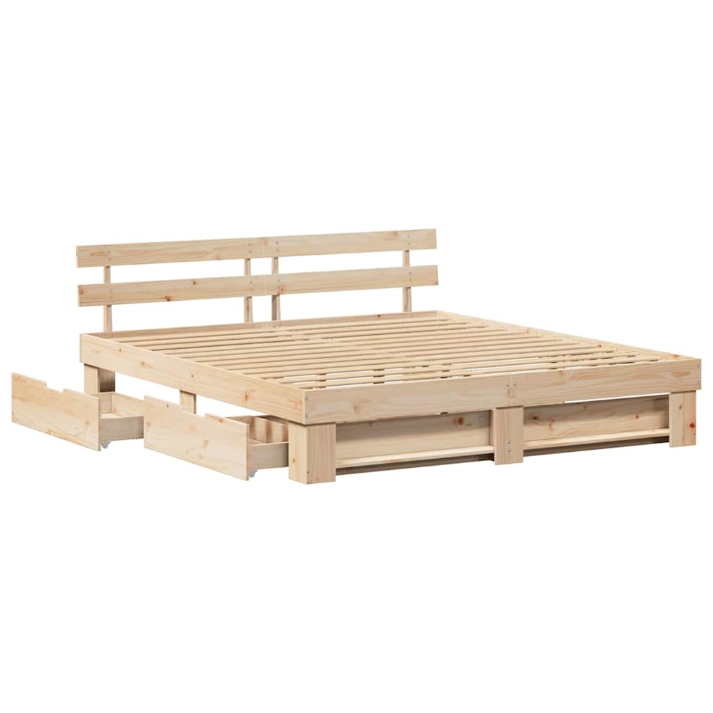 vidaXL Σκελετός Κρεβατιού Καφέ 180 x 200 cm Στερεά ξυλεία πεύκου