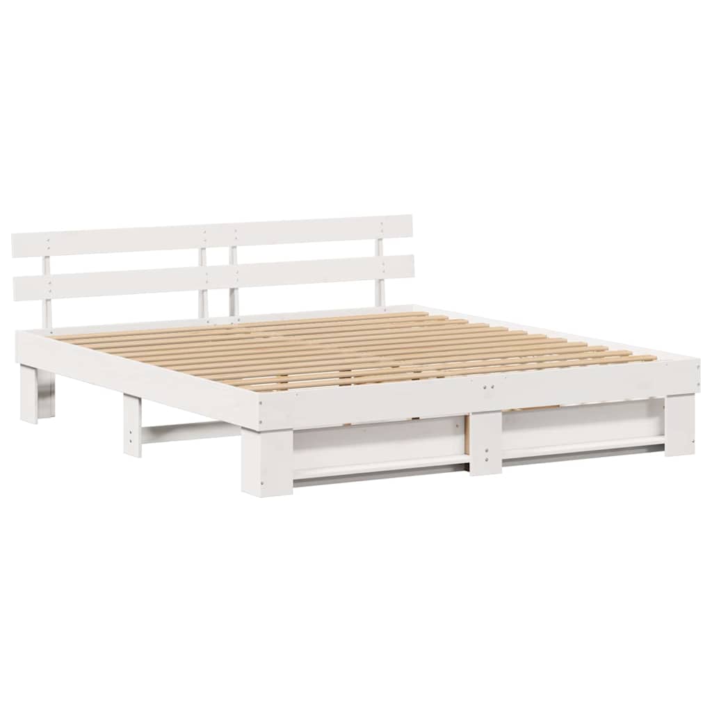vidaXL Σκελετός Κρεβατιού Λευκό 180 x 200 cm Στερεά ξυλεία πεύκου