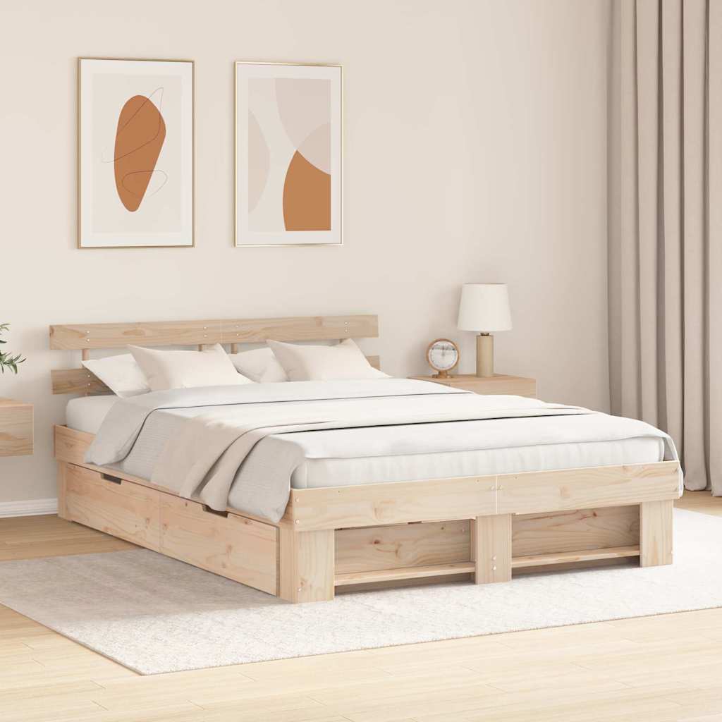 vidaXL Σκελετός Κρεβατιού Καφέ 160 x 200 cm Στερεά ξυλεία πεύκου