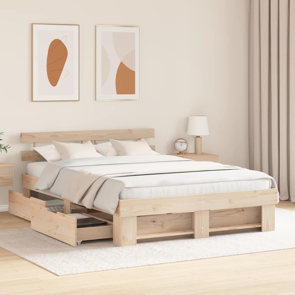 vidaXL Σκελετός Κρεβατιού Καφέ 160 x 200 cm Στερεά ξυλεία πεύκου