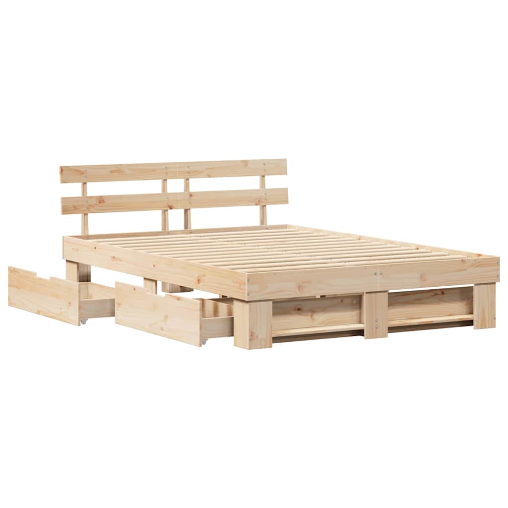 vidaXL Σκελετός Κρεβατιού Καφέ 160 x 200 cm Στερεά ξυλεία πεύκου