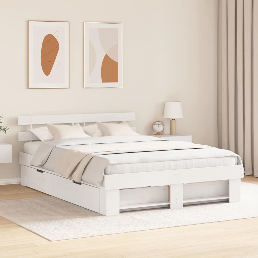 vidaXL Σκελετός Κρεβατιού Λευκό 160 x 200 cm Στερεά ξυλεία πεύκου