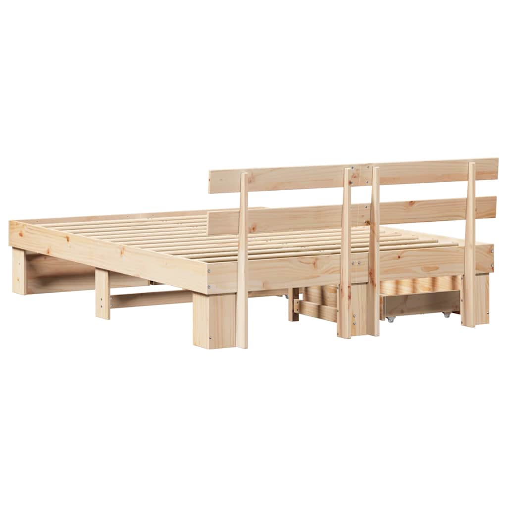 vidaXL Σκελετός Κρεβατιού Καφέ 150 x 200 cm Στερεά ξυλεία πεύκου
