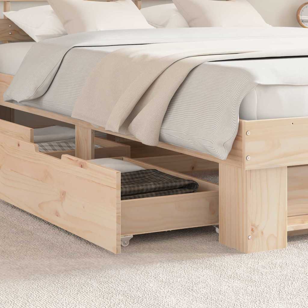vidaXL Σκελετός Κρεβατιού Καφέ 140 x 200 cm Στερεά ξυλεία πεύκου
