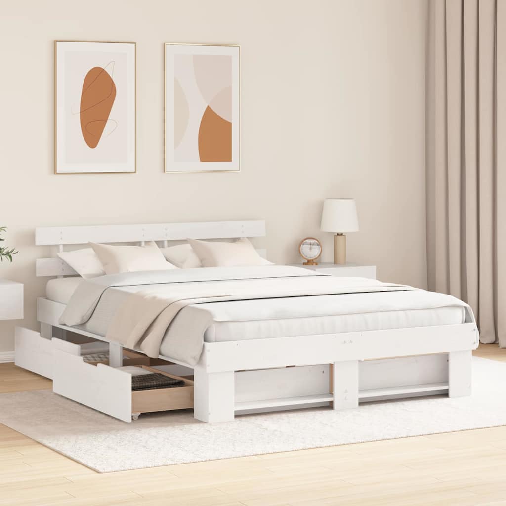 vidaXL Σκελετός Κρεβατιού Λευκό 140 x 200 cm Στερεά ξυλεία πεύκου