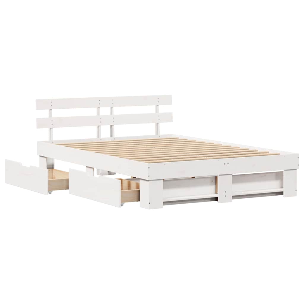 vidaXL Σκελετός Κρεβατιού Λευκό 140 x 200 cm Στερεά ξυλεία πεύκου