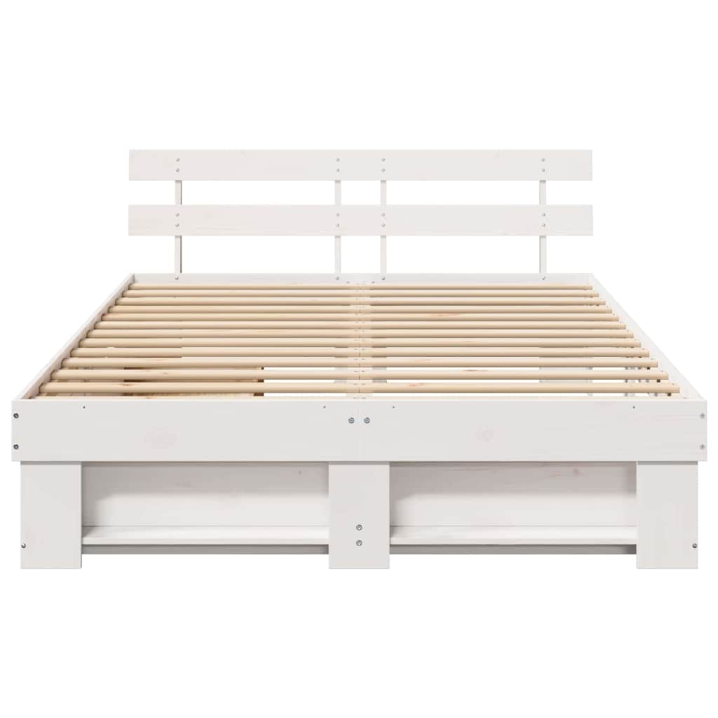 vidaXL Σκελετός Κρεβατιού Λευκό 140 x 200 cm Στερεά ξυλεία πεύκου