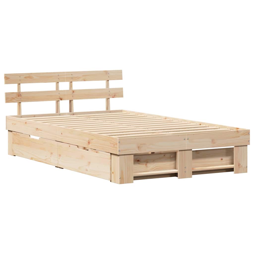 vidaXL Σκελετός Κρεβατιού Καφέ 120 x 200 cm Στερεά ξυλεία πεύκου