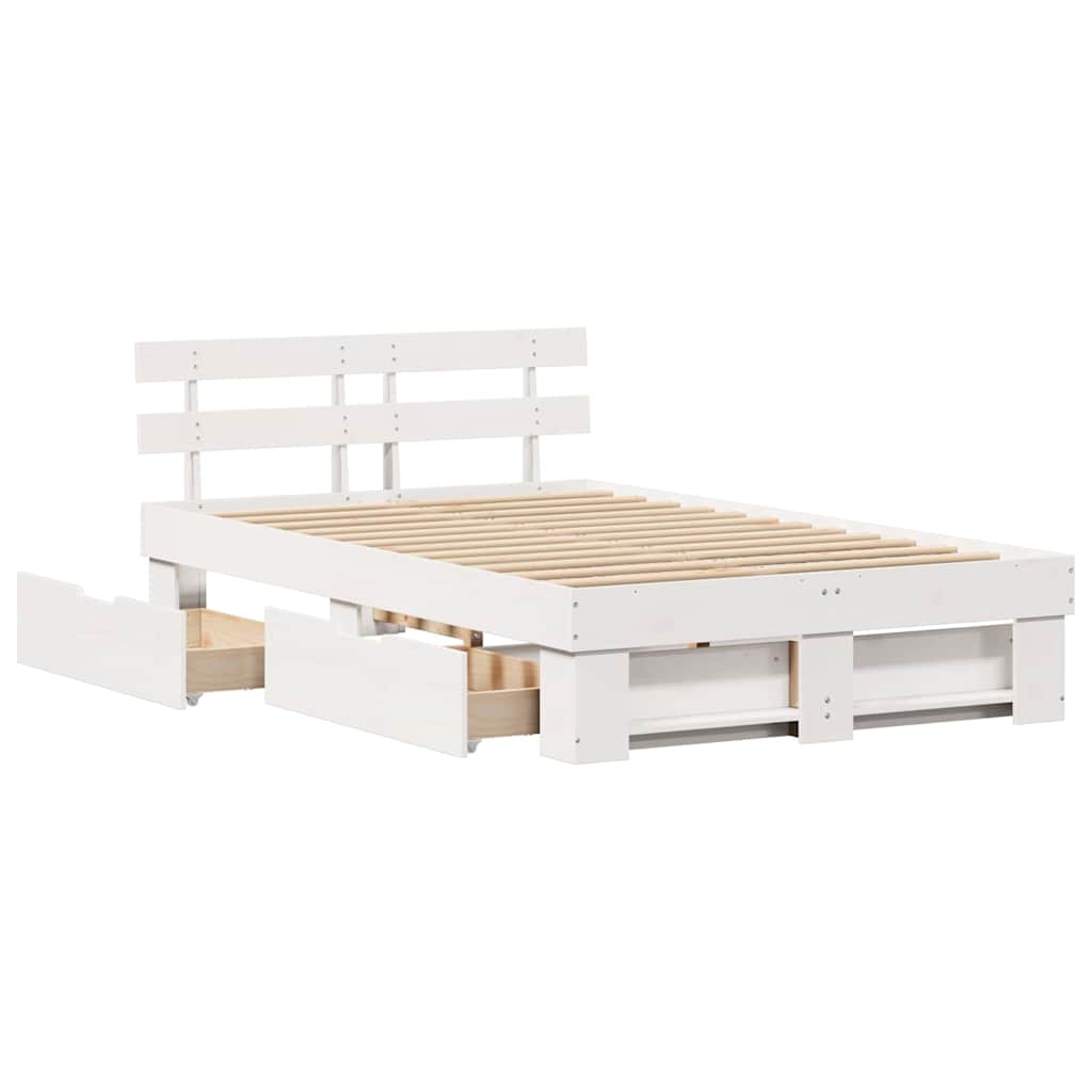 vidaXL Σκελετός Κρεβατιού Λευκό 140 x 190 cm Στερεά ξυλεία πεύκου