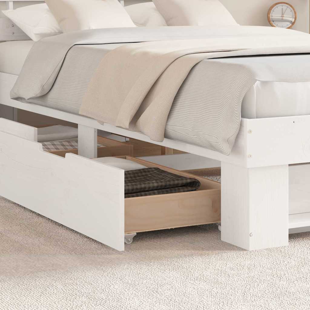vidaXL Σκελετός Κρεβατιού Λευκό 135 x 190 cm Στερεά ξυλεία πεύκου