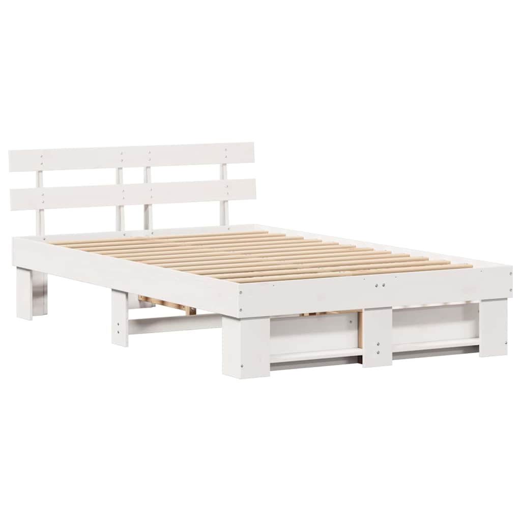 vidaXL Σκελετός Κρεβατιού Λευκό 135 x 190 cm Στερεά ξυλεία πεύκου