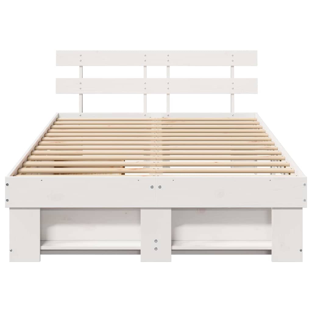 vidaXL Σκελετός Κρεβατιού Λευκό 135 x 190 cm Στερεά ξυλεία πεύκου