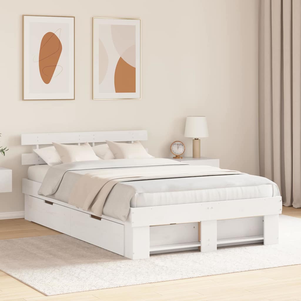 vidaXL Σκελετός Κρεβατιού Λευκό 120 x 190 cm Στερεά ξυλεία πεύκου