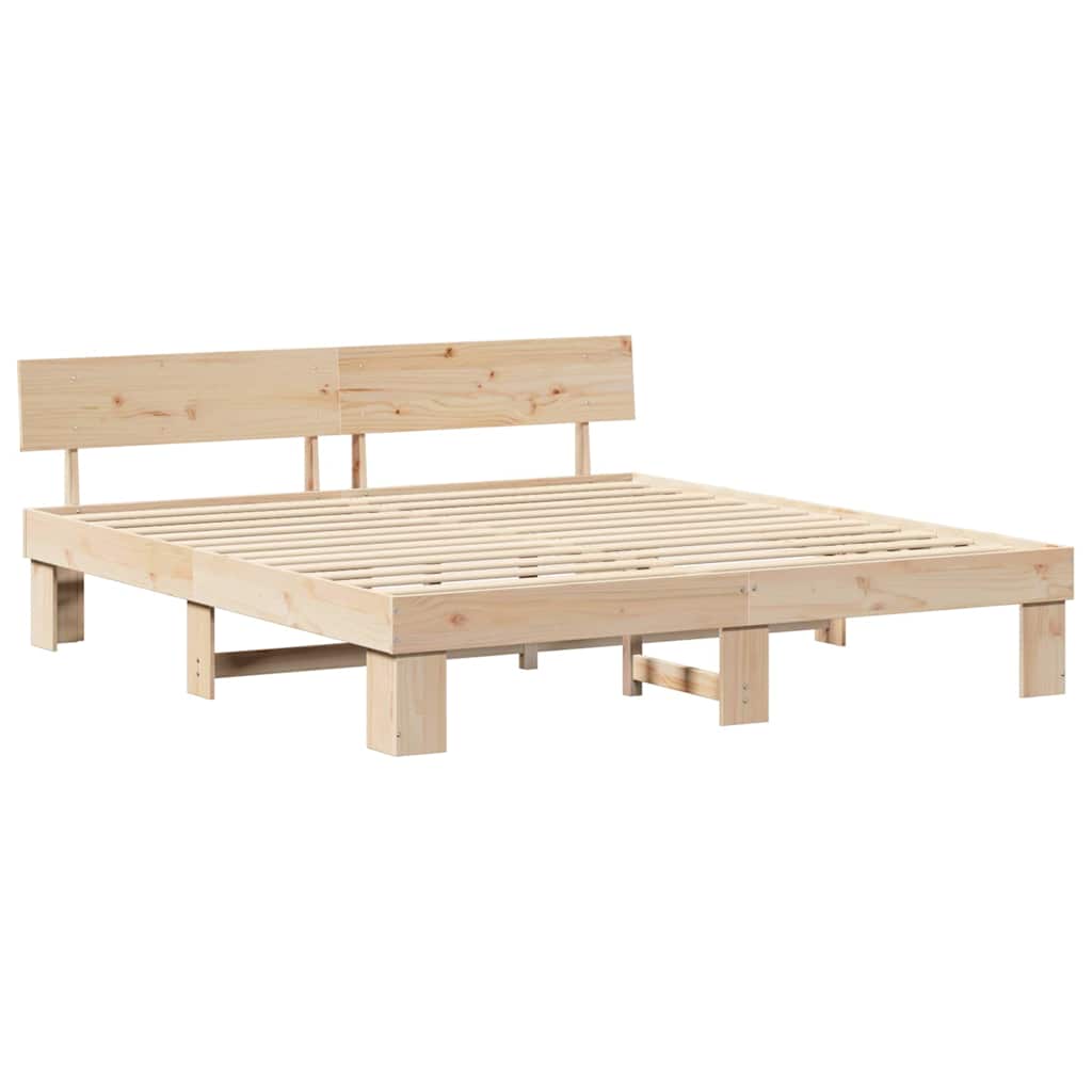vidaXL Σκελετός Κρεβατιού Καφέ 200 x 200 cm Στερεά ξυλεία πεύκου