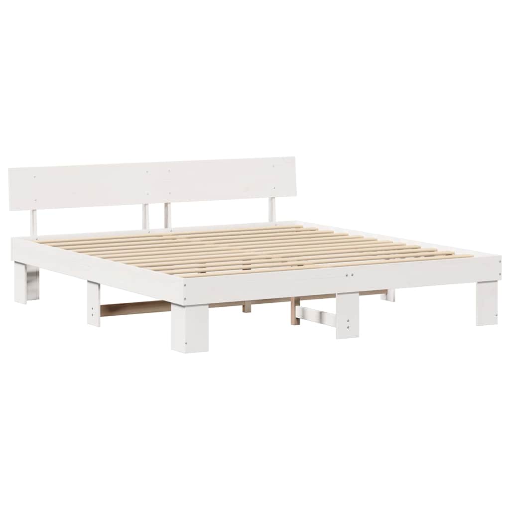 vidaXL Σκελετός Κρεβατιού Λευκό 200 x 200 cm Στερεά ξυλεία πεύκου