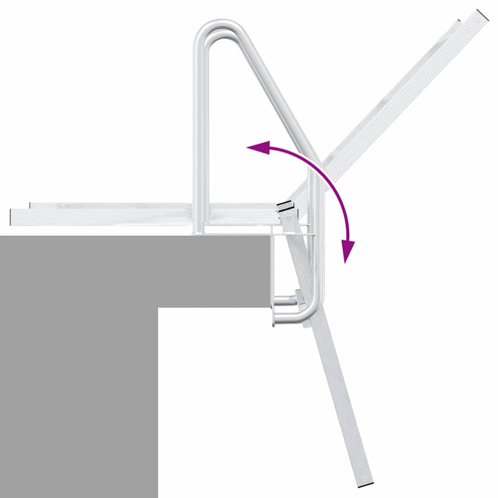 vidaXL 3-Βήμα Σκάλα για Μώλο Ασημί 58 x 77 x 144 εκ Αλουμίνιο