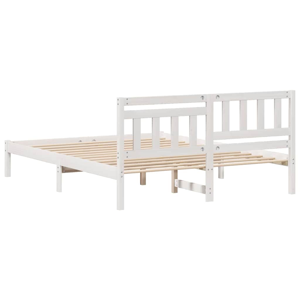 vidaXL Σκελετός Κρεβατιού Λευκό 140 x 200 cm Στερεά ξυλεία πεύκου