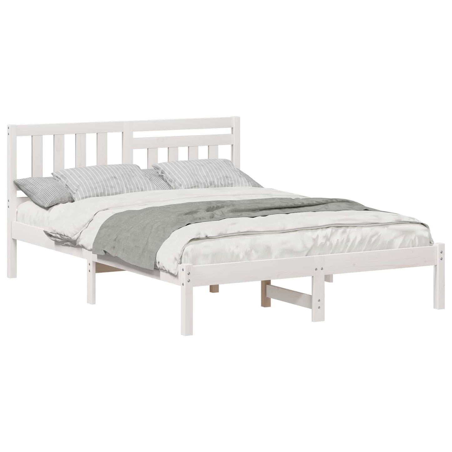 vidaXL Σκελετός Κρεβατιού Λευκό 135 x 190 cm Στερεά ξυλεία πεύκου