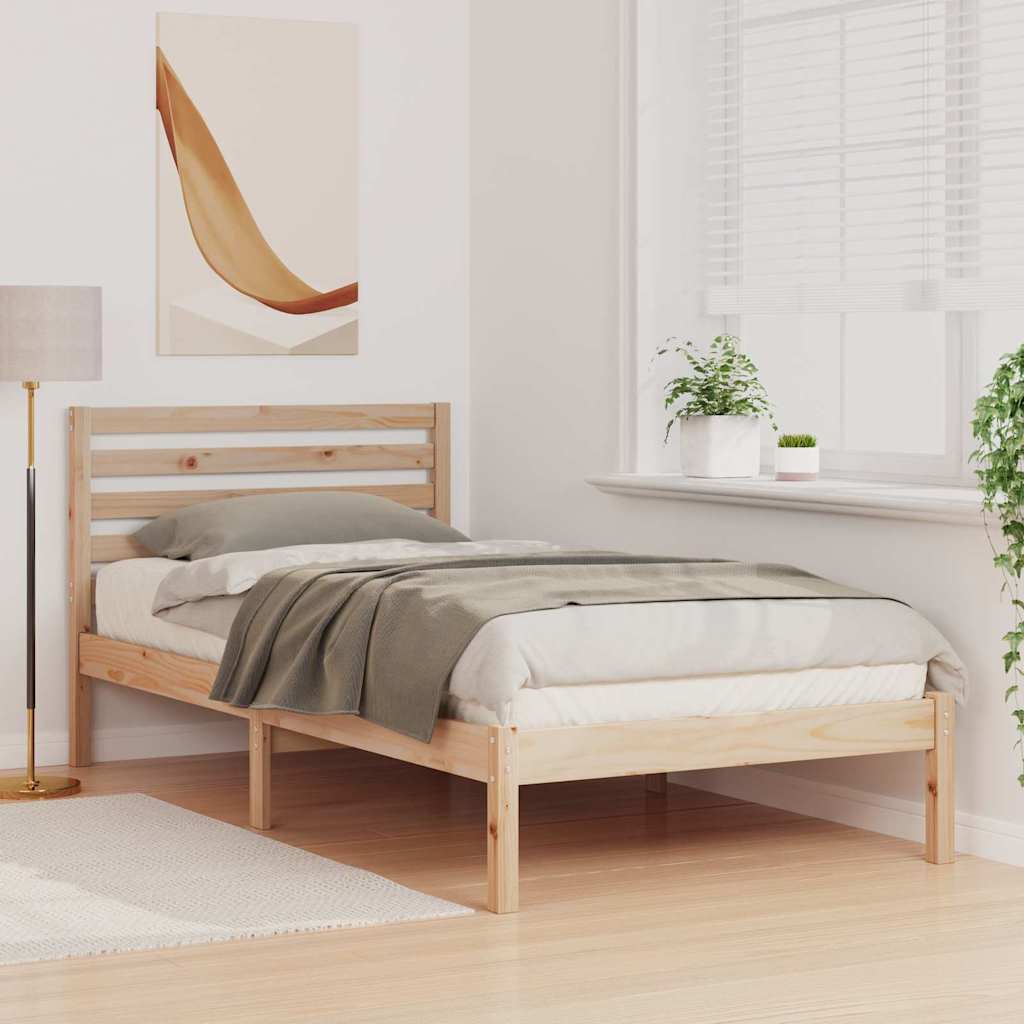 vidaXL Σκελετός Κρεβατιού Καφέ 90 x 190 cm Στερεά ξυλεία πεύκου