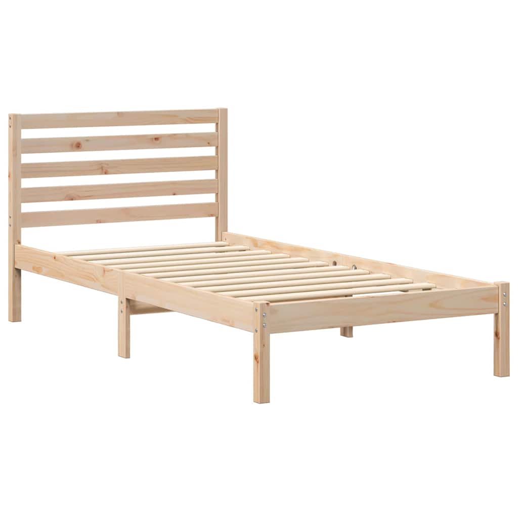 vidaXL Σκελετός Κρεβατιού Καφέ 90 x 190 cm Στερεά ξυλεία πεύκου