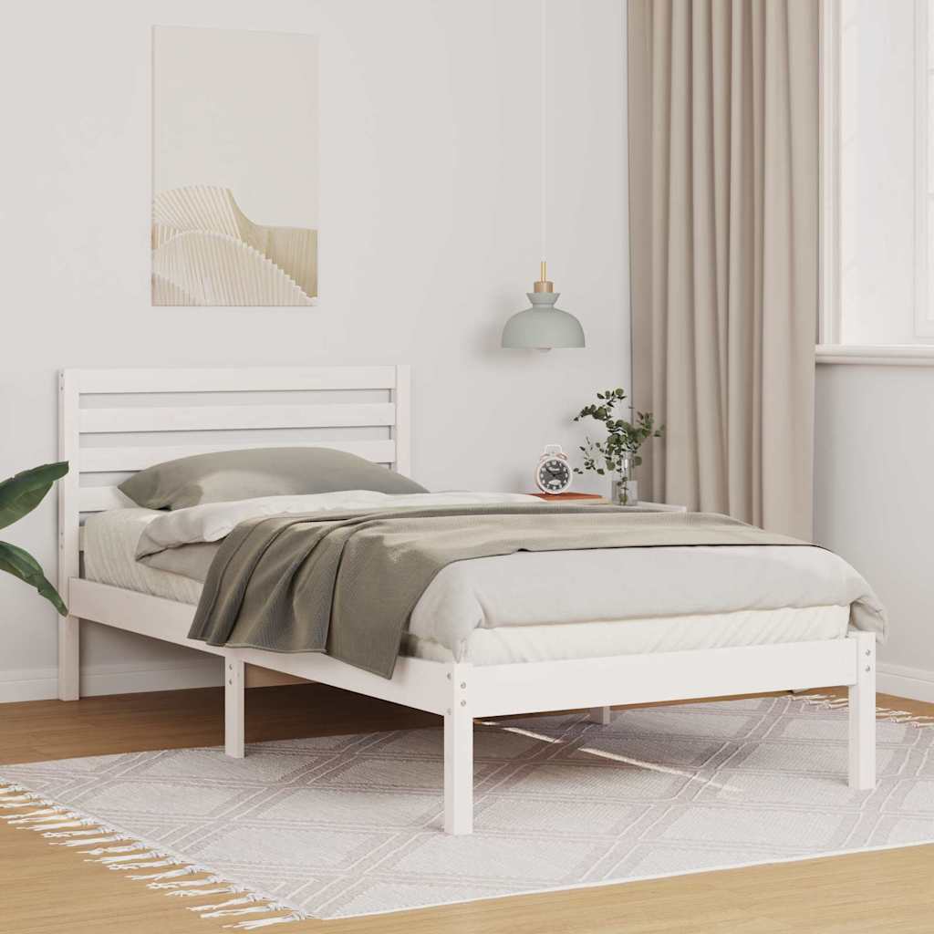 vidaXL Σκελετός Κρεβατιού Λευκό 75 x 190 cm Στερεά ξυλεία πεύκου