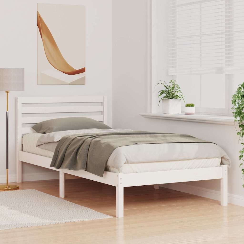 vidaXL Σκελετός Κρεβατιού Λευκό 75 x 190 cm Στερεά ξυλεία πεύκου