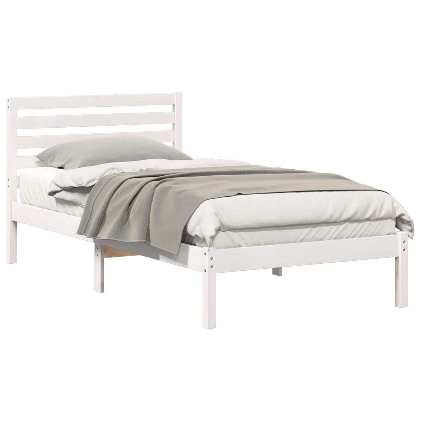 vidaXL Σκελετός Κρεβατιού Λευκό 75 x 190 cm Στερεά ξυλεία πεύκου