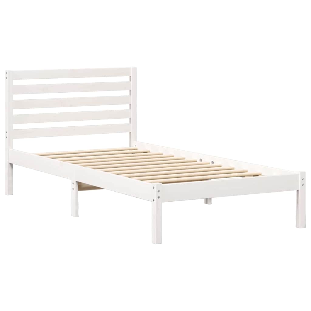 vidaXL Σκελετός Κρεβατιού Λευκό 75 x 190 cm Στερεά ξυλεία πεύκου