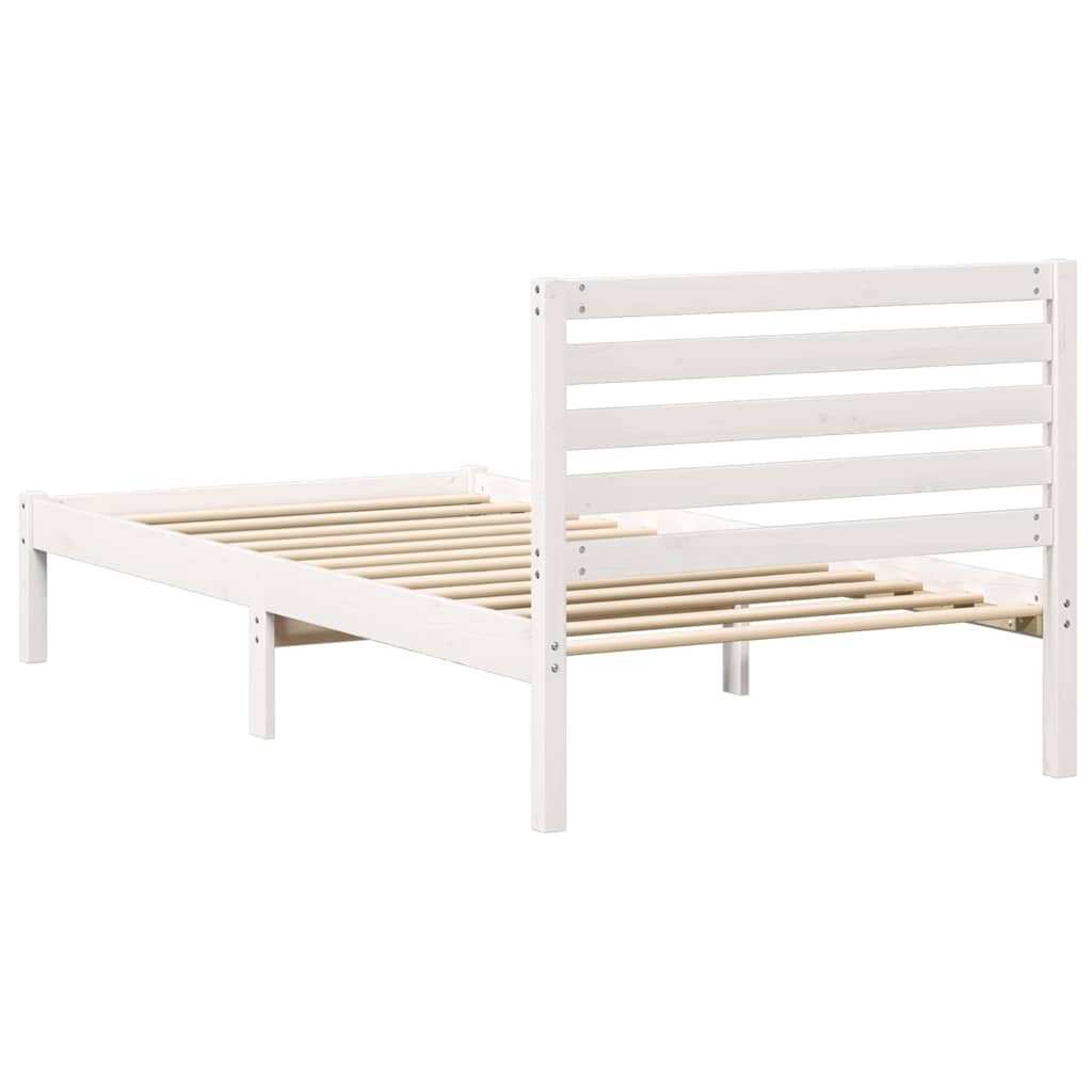vidaXL Σκελετός Κρεβατιού Λευκό 75 x 190 cm Στερεά ξυλεία πεύκου