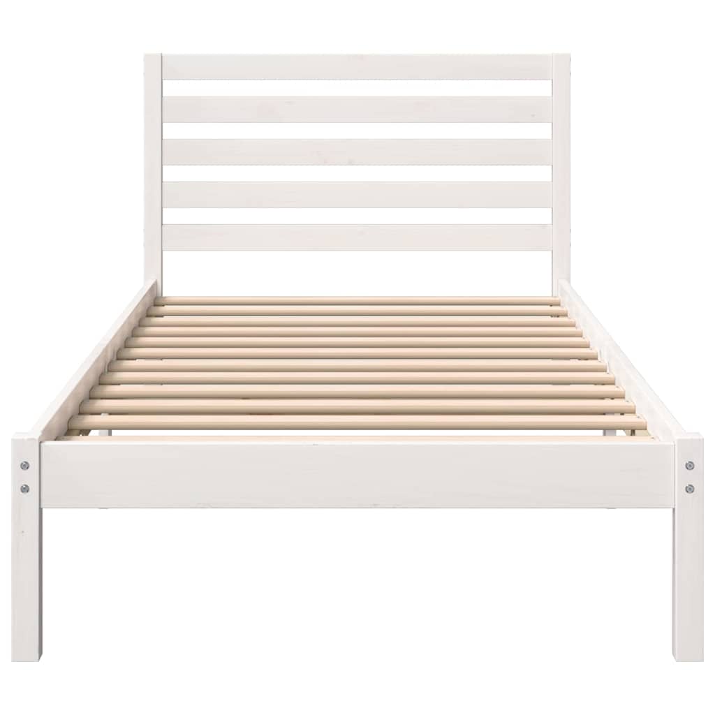 vidaXL Σκελετός Κρεβατιού Λευκό 75 x 190 cm Στερεά ξυλεία πεύκου