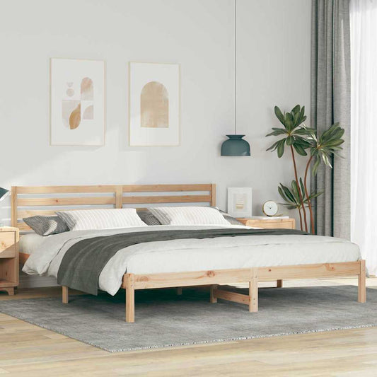 vidaXL Σκελετός Κρεβατιού Καφέ 200 x 200 cm Μασίφ ξύλο πεύκου