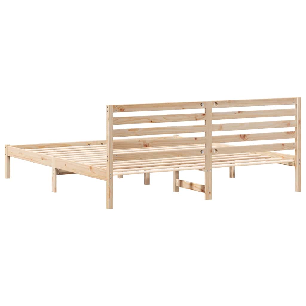 vidaXL Σκελετός Κρεβατιού Καφέ 200 x 200 cm Μασίφ ξύλο πεύκου