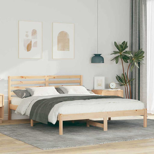 vidaXL Σκελετός Κρεβατιού Καφέ 150 x 200 cm Μασίφ ξύλο πεύκου