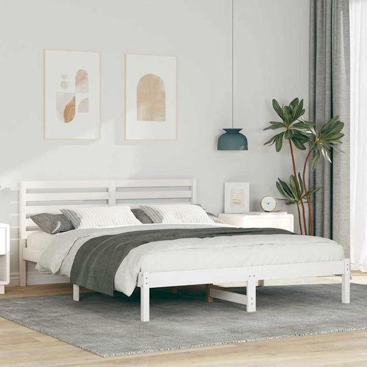 vidaXL Σκελετός Κρεβατιού Λευκό 150 x 200 cm Μασίφ ξύλο πεύκου