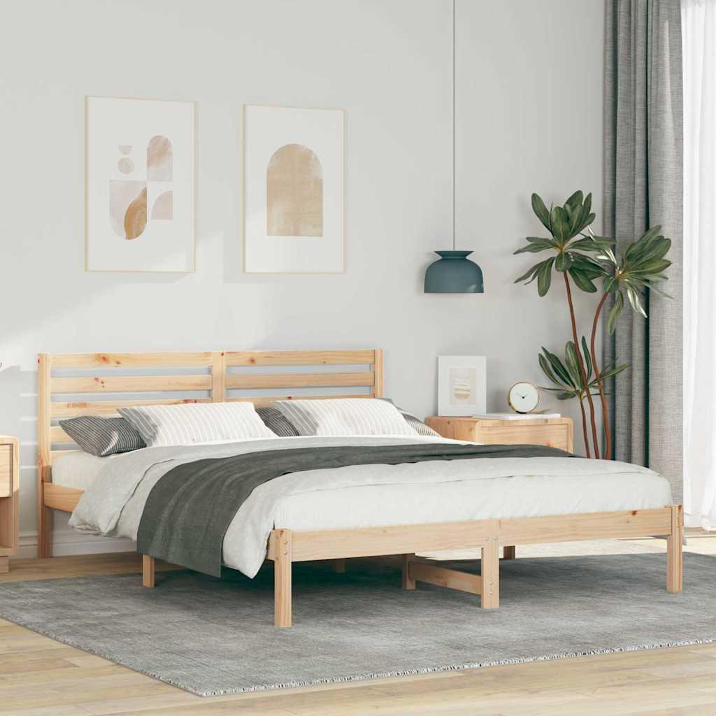 vidaXL Σκελετός Κρεβατιού Καφέ 140 x 200 cm Μασίφ ξύλο πεύκου