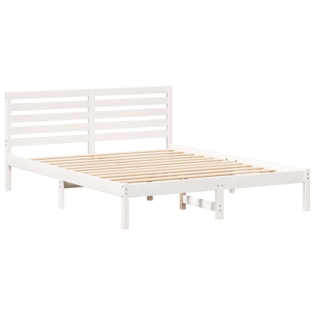 vidaXL Σκελετός Κρεβατιού Λευκό 140 x 200 cm Μασίφ ξύλο πεύκου