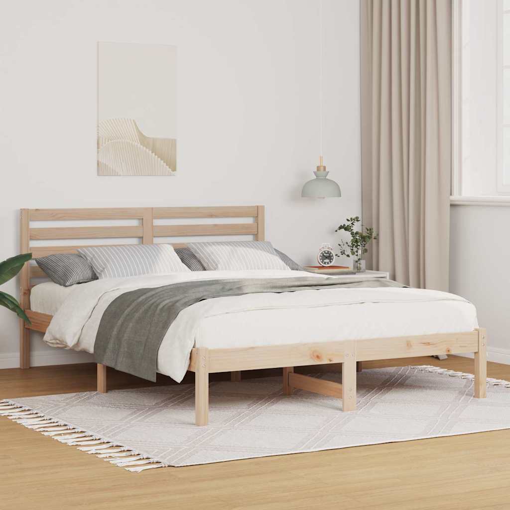 vidaXL Σκελετός Κρεβατιού Καφέ 135 x 190 cm Μασίφ ξύλο πεύκου