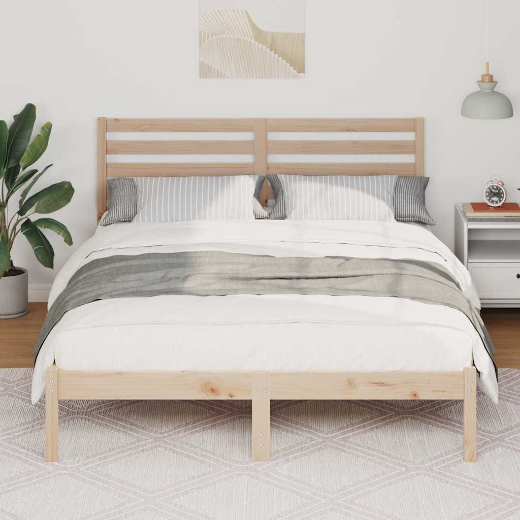 vidaXL Σκελετός Κρεβατιού Καφέ 135 x 190 cm Μασίφ ξύλο πεύκου