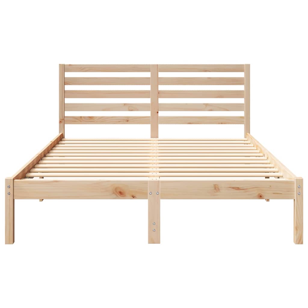vidaXL Σκελετός Κρεβατιού Καφέ 135 x 190 cm Μασίφ ξύλο πεύκου
