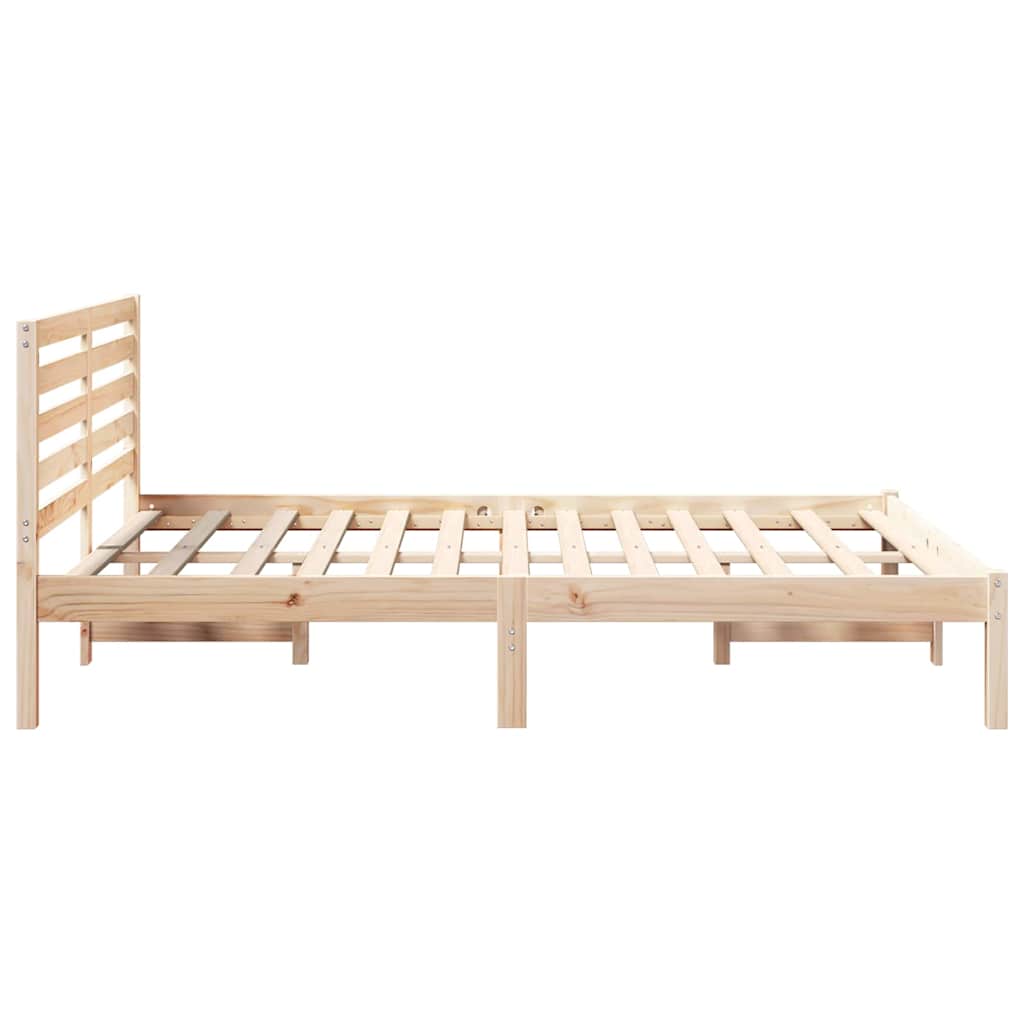 vidaXL Σκελετός Κρεβατιού Καφέ 135 x 190 cm Μασίφ ξύλο πεύκου