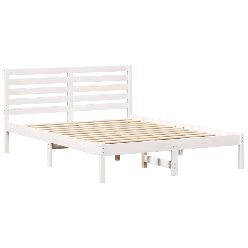 vidaXL Σκελετός Κρεβατιού Λευκό 135 x 190 cm Μασίφ ξύλο πεύκου