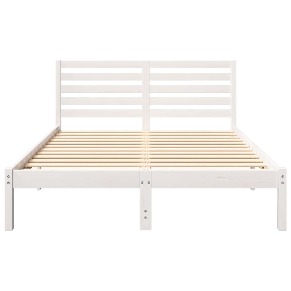 vidaXL Σκελετός Κρεβατιού Λευκό 135 x 190 cm Μασίφ ξύλο πεύκου