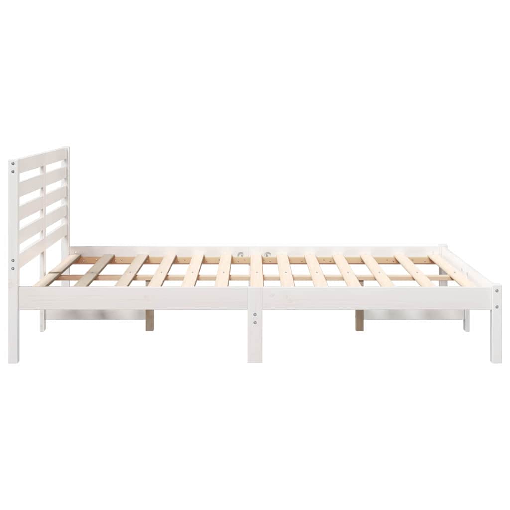 vidaXL Σκελετός Κρεβατιού Λευκό 135 x 190 cm Μασίφ ξύλο πεύκου