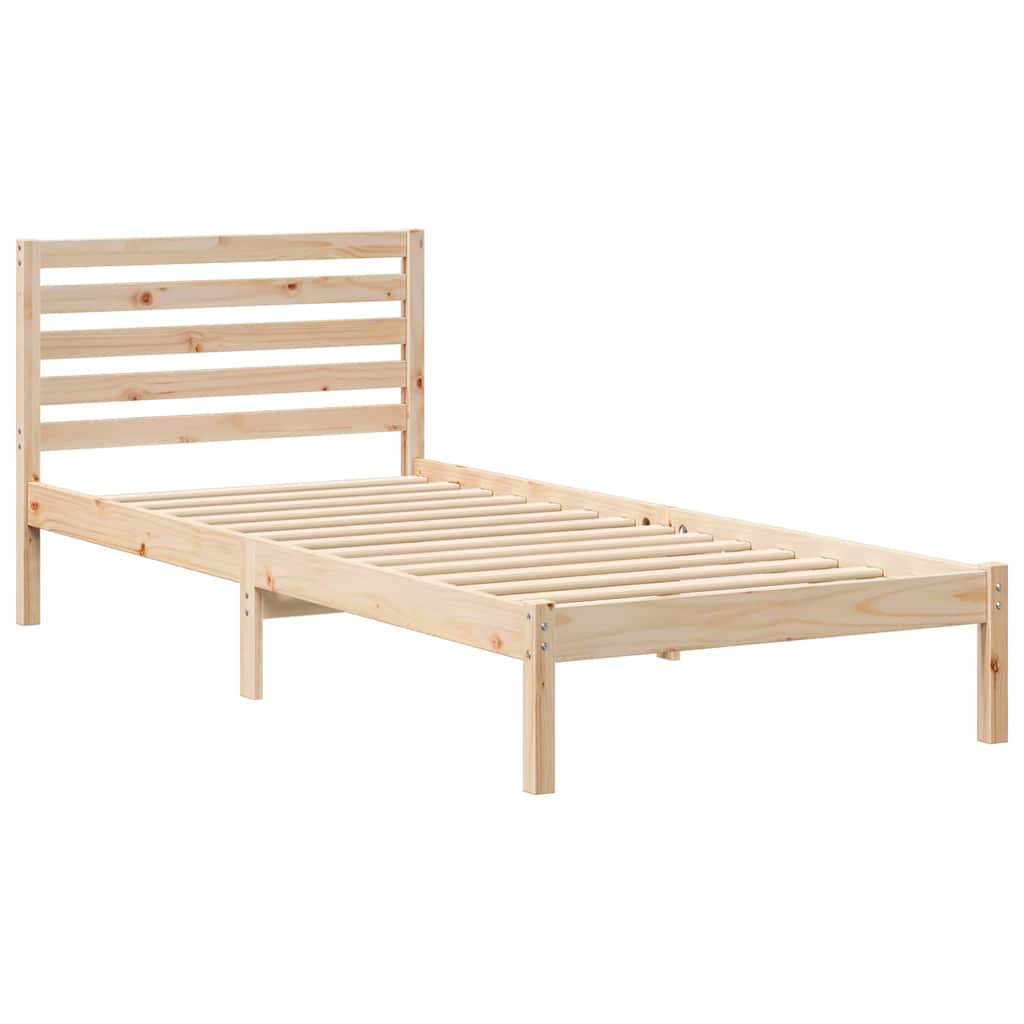 vidaXL Σκελετός Κρεβατιού Καφέ 90 x 210 cm Μασίφ ξύλο πεύκου