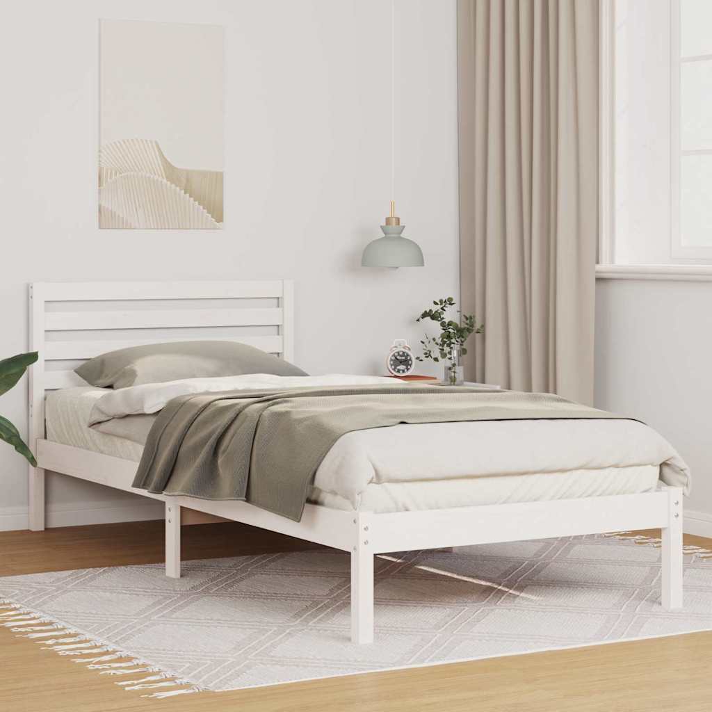 vidaXL Σκελετός Κρεβατιού Λευκό 90 x 210 cm Μασίφ ξύλο πεύκου