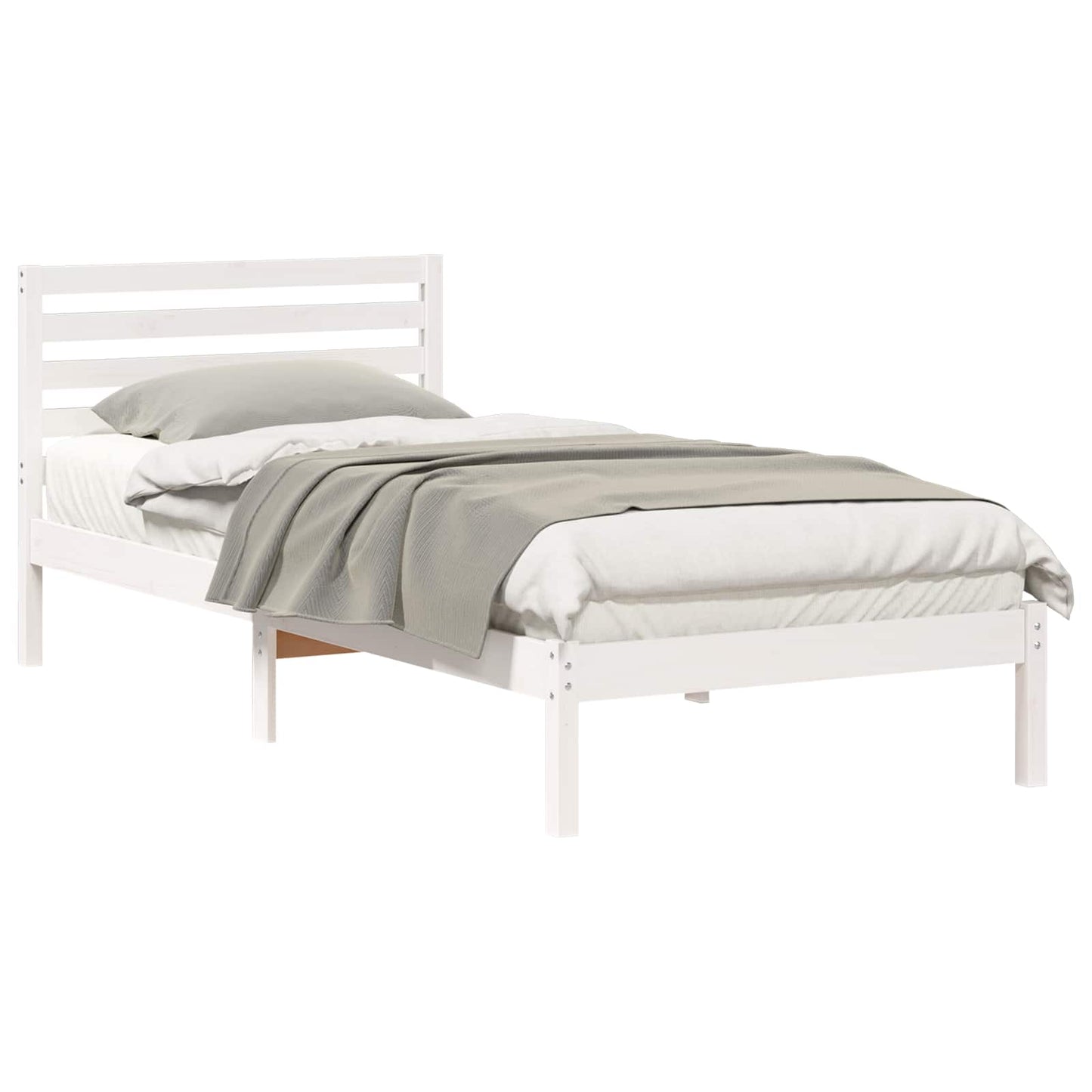 vidaXL Σκελετός Κρεβατιού Λευκό 90 x 210 cm Μασίφ ξύλο πεύκου