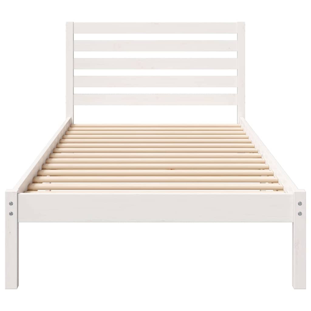vidaXL Σκελετός Κρεβατιού Λευκό 90 x 210 cm Μασίφ ξύλο πεύκου